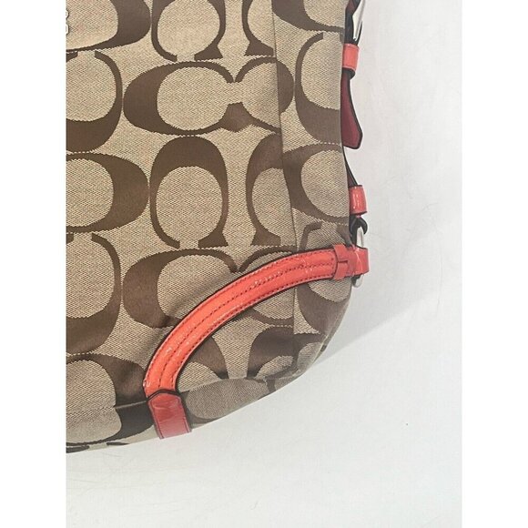 Coach Chelsea Brown Signature C Canvas Shoulder Bag Orange Leather M1120-18903 - Picture 2 of 8